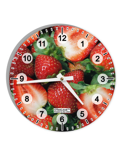 Strawberries All Over 10 InchRound Wall Clock with Numbers All Over Print-Wall Clock-TooLoud-White-Davson Sales