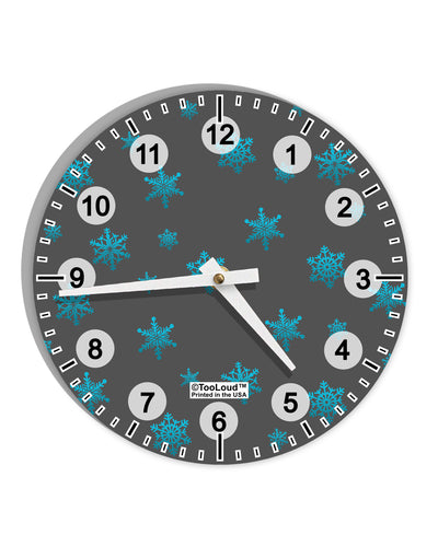 Snowflakes AOP 10 InchRound Wall Clock with Numbers All Over Print-Wall Clock-TooLoud-White-Davson Sales