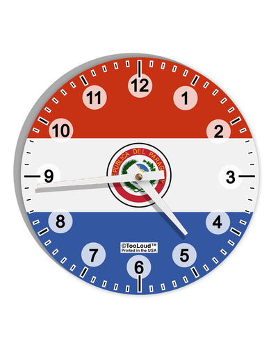 Paraguay Flag AOP 10 InchRound Wall Clock with Numbers All Over Print-Wall Clock-TooLoud-White-Davson Sales