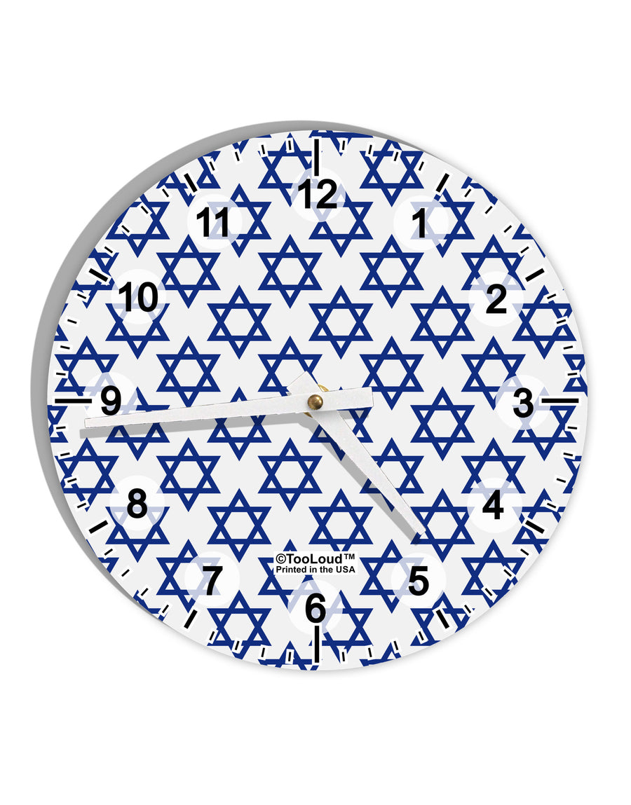 Stars of David Jewish 10 InchRound Wall Clock with Numbers All Over Print by TooLoud-Wall Clock-TooLoud-White-Davson Sales