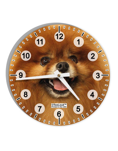 Adorable Red Pomeranian 10 InchRound Wall Clock with Numbers All Over Print-Wall Clock-TooLoud-White-Davson Sales