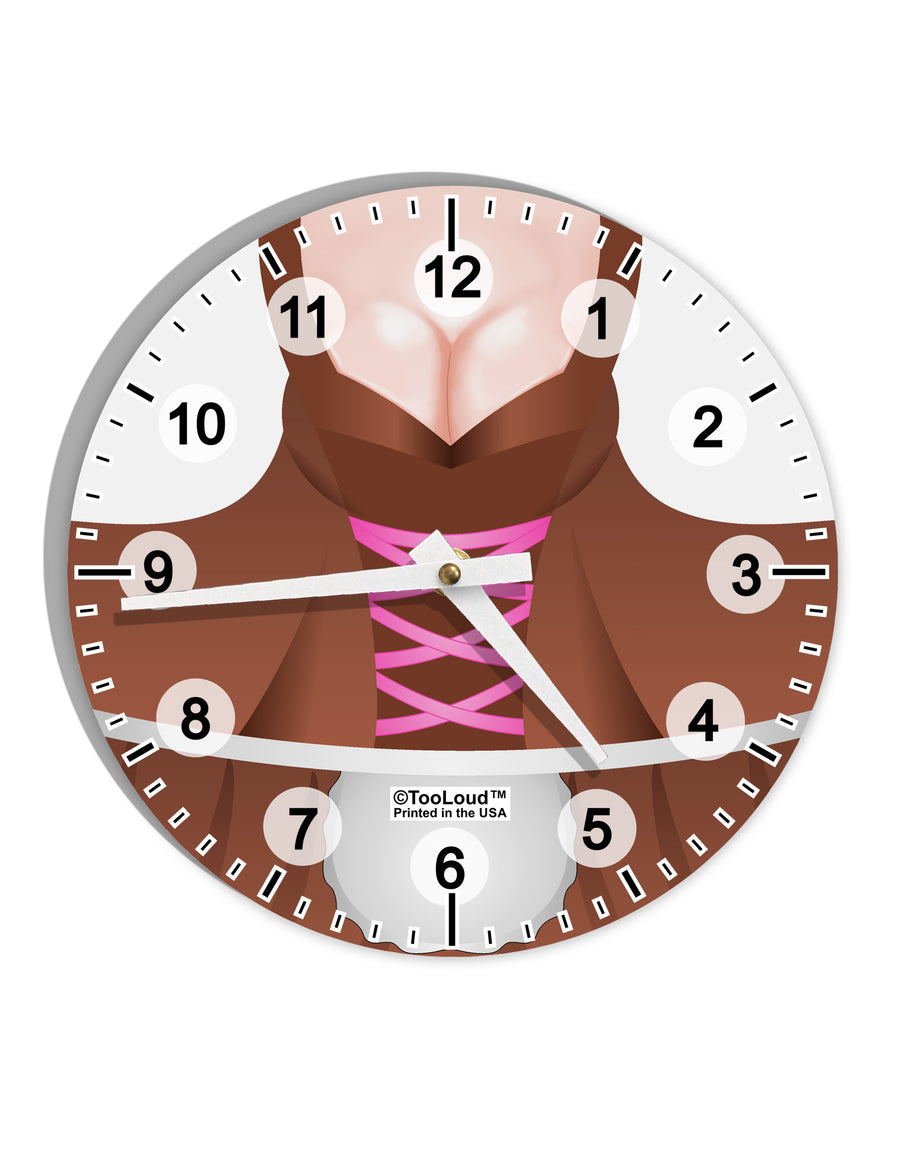 Sexy Dirndl Costume Brown 10 InchRound Wall Clock with Numbers All Over Print by TooLoud-Wall Clock-TooLoud-White-Davson Sales