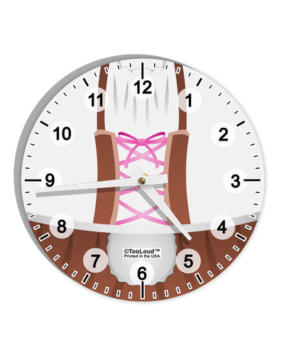 Dirndl Costume Brown 10 InchRound Wall Clock with Numbers All Over Print by TooLoud-Wall Clock-TooLoud-White-Davson Sales