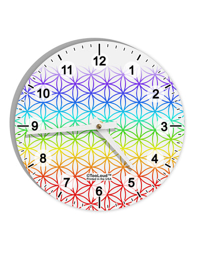 Chakra Flower of Life on White 10 InchRound Wall Clock with Numbers All Over Print-Wall Clock-TooLoud-White-Davson Sales