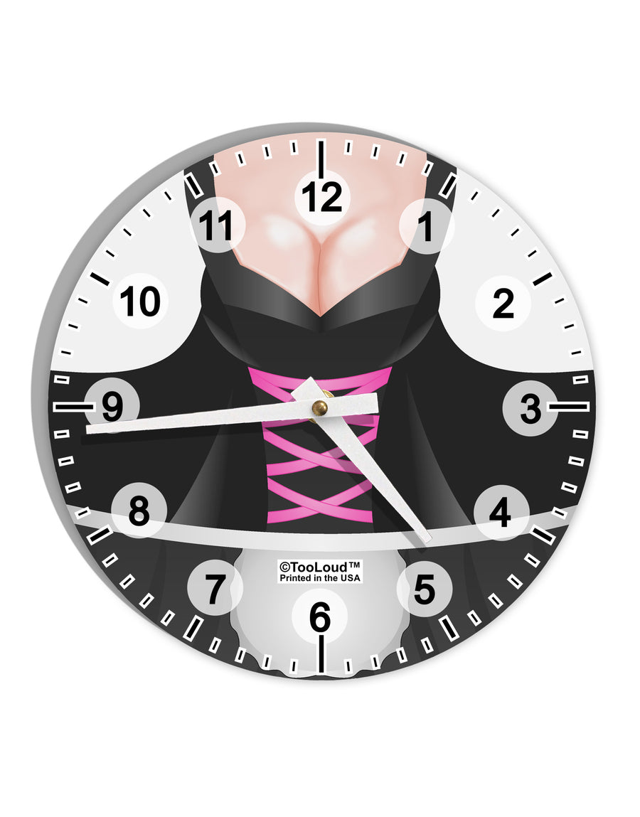 Sexy Dirndl Costume Black 10 InchRound Wall Clock with Numbers All Over Print by TooLoud-Wall Clock-TooLoud-White-Davson Sales