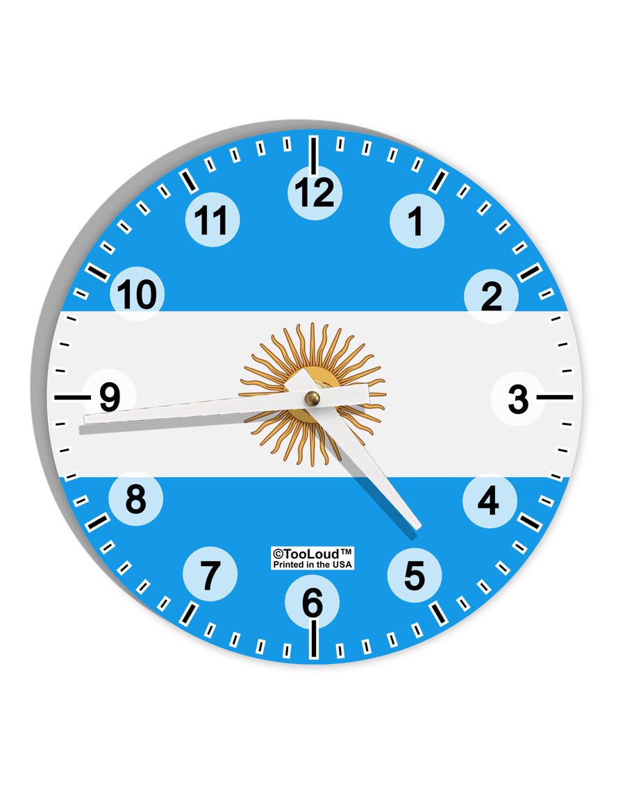 Argentina Flag AOP 10 InchRound Wall Clock with Numbers All Over Print-Wall Clock-TooLoud-White-Davson Sales