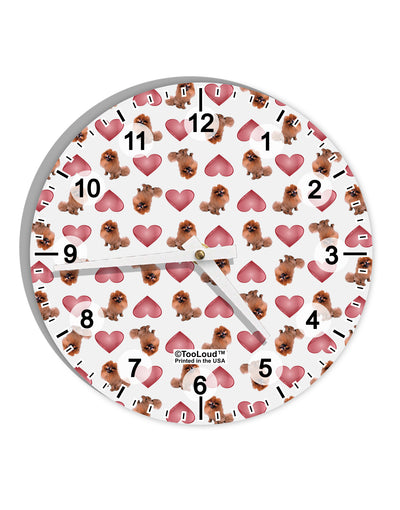 Pomeranian Hearts AOP 10 InchRound Wall Clock with Numbers All Over Print-Wall Clock-TooLoud-White-Davson Sales