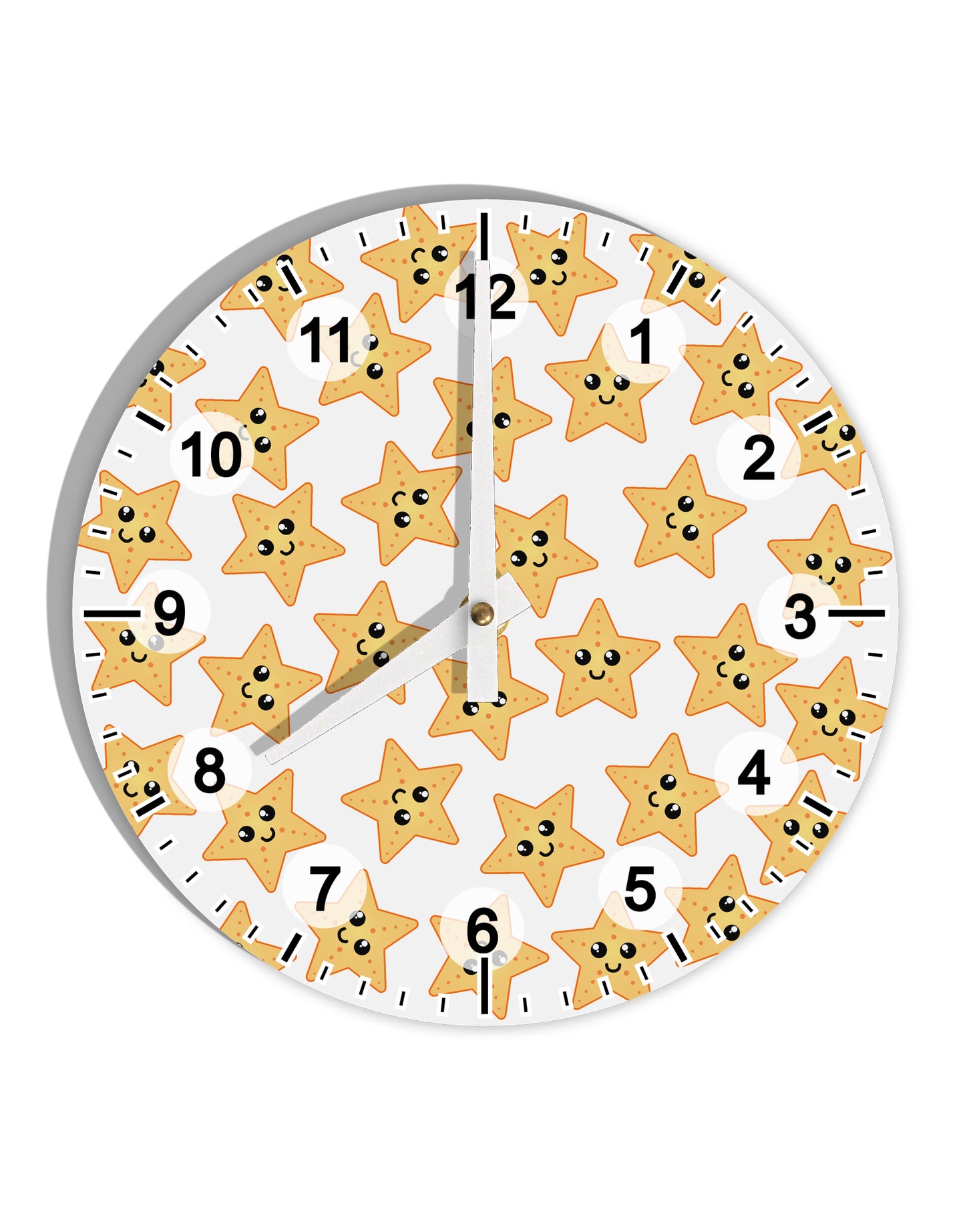 Cute Starfish All Over 10 InchRound Wall Clock with Numbers by TooLoud-Wall Clock-TooLoud-White-Davson Sales