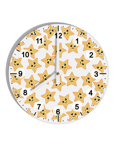 Cute Starfish All Over 10 InchRound Wall Clock with Numbers by TooLoud-Wall Clock-TooLoud-White-Davson Sales