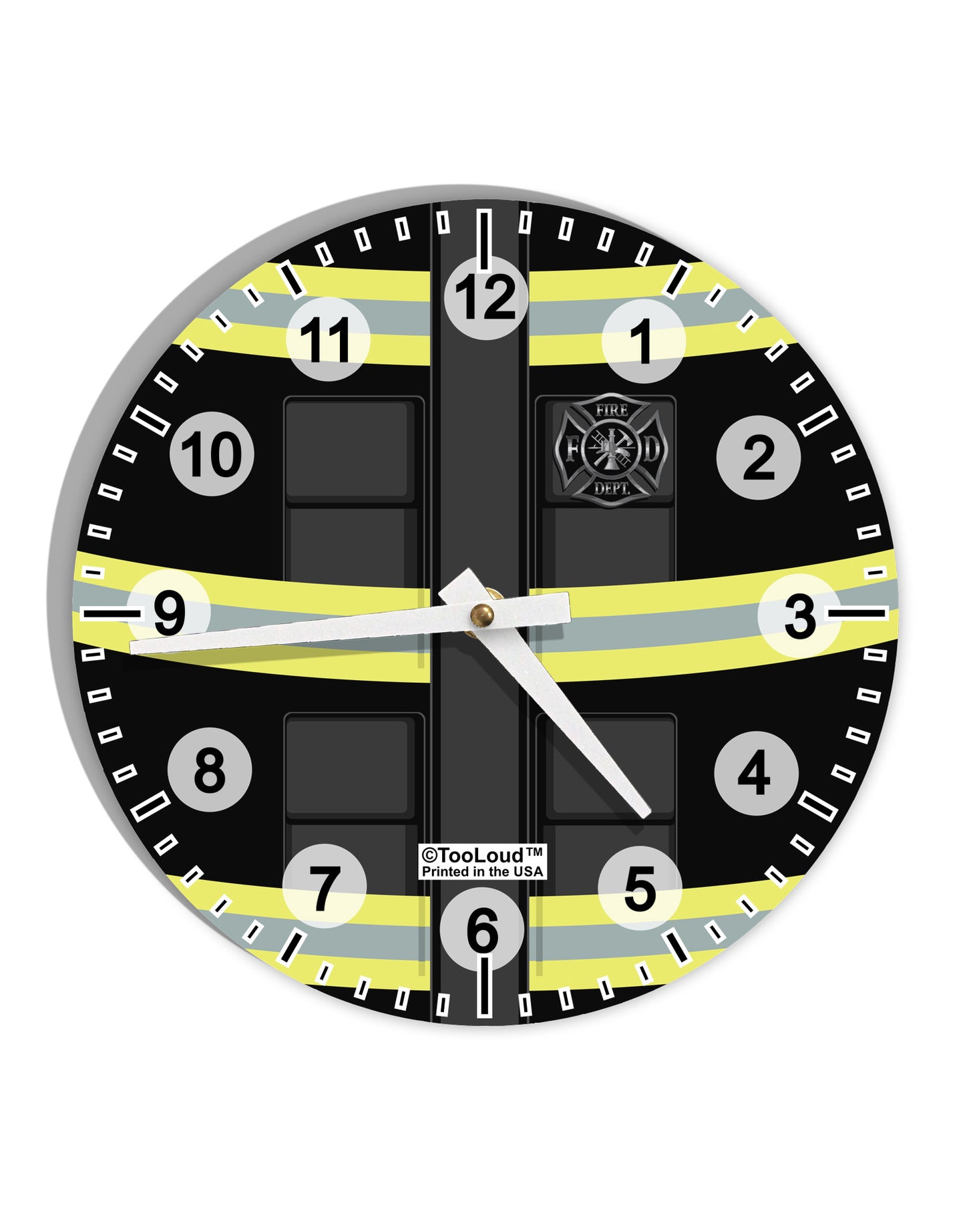 Firefighter Black AOP 10 InchRound Wall Clock with Numbers All Over Print-Wall Clock-TooLoud-White-Davson Sales