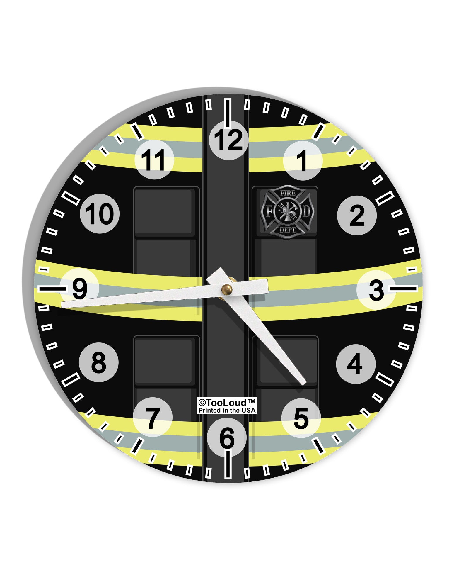 Firefighter Black AOP 10 InchRound Wall Clock with Numbers All Over Print-Wall Clock-TooLoud-White-Davson Sales