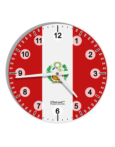 Peru Flag AOP 10 InchRound Wall Clock with Numbers All Over Print-Wall Clock-TooLoud-White-Davson Sales