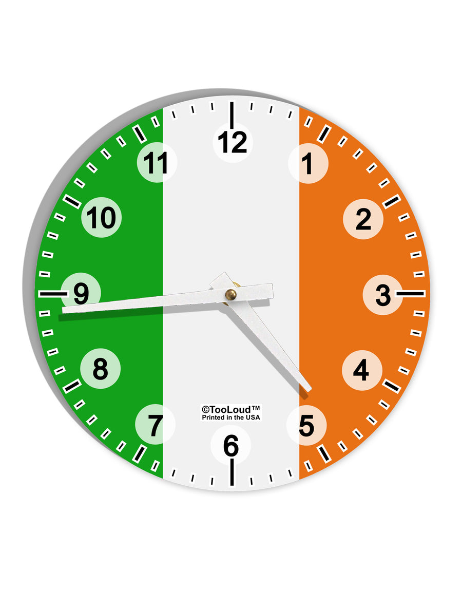 Irish Flag - Flag of Ireland 10 InchRound Wall Clock with Numbers All Over Print-Wall Clock-TooLoud-White-Davson Sales