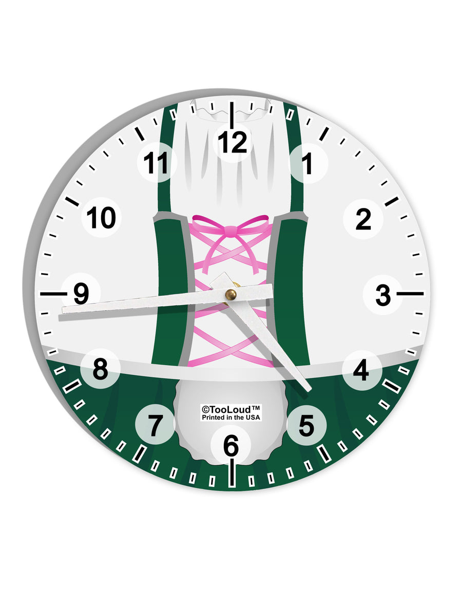 Dirndl Costume Green 10 InchRound Wall Clock with Numbers All Over Print by TooLoud-Wall Clock-TooLoud-White-Davson Sales