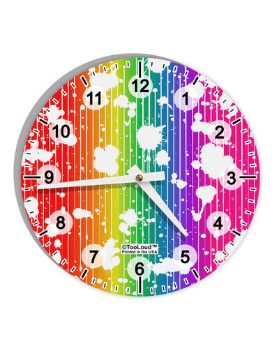 Splatter AOP - Rainbow 10 InchRound Wall Clock with Numbers All Over Print-Wall Clock-TooLoud-White-Davson Sales