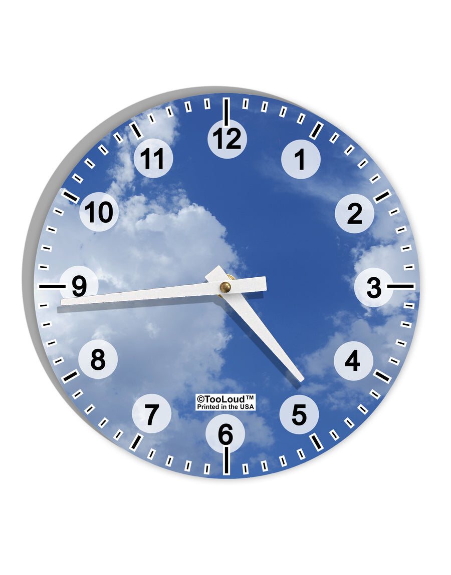 Clouds All Over 10 InchRound Wall Clock with Numbers All Over Print-Wall Clock-TooLoud-White-Davson Sales