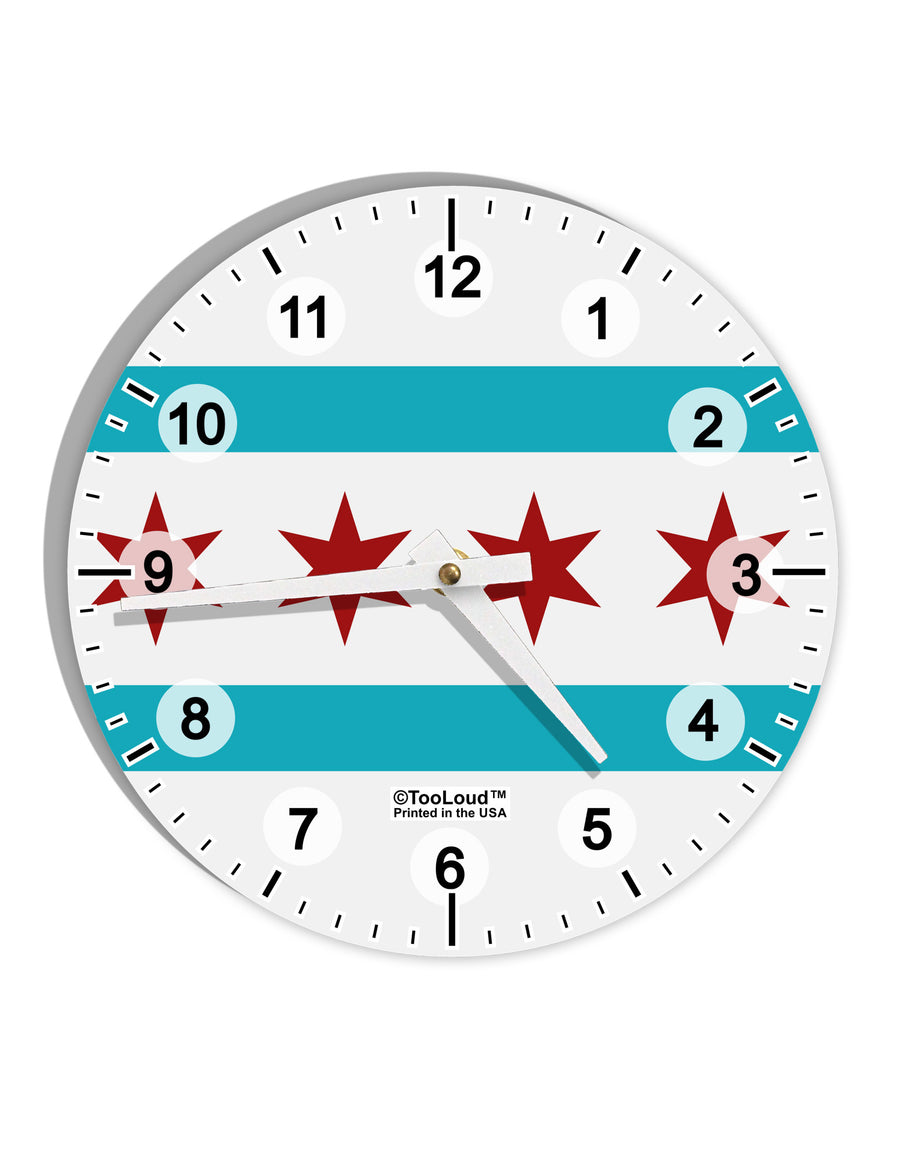 Chicago Flag AOP 10 InchRound Wall Clock with Numbers All Over Print-Wall Clock-TooLoud-White-Davson Sales