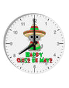 Happy Cinco de Mayo Cat 10 InchRound Wall Clock with Numbers by TooLoud-Wall Clock-TooLoud-White-Davson Sales