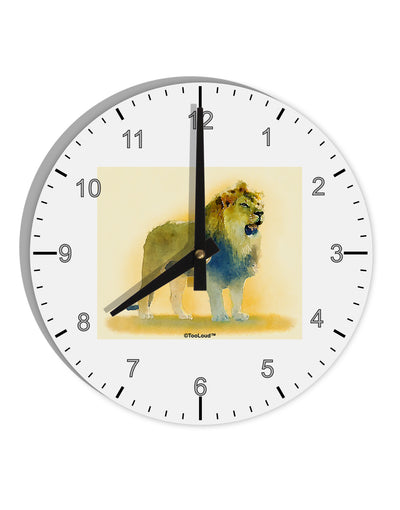 Lion Watercolor 1 10 InchRound Wall Clock with Numbers-Wall Clock-TooLoud-White-Davson Sales