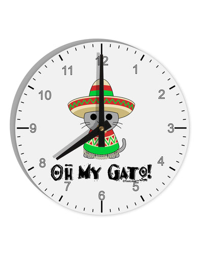 Oh My Gato - Cinco De Mayo 10 InchRound Wall Clock with Numbers by TooLoud-Wall Clock-TooLoud-White-Davson Sales