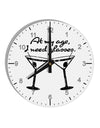 At My Age I Need Glasses - Martini Distressed 10 InchRound Wall Clock with Numbers by TooLoud-Wall Clock-TooLoud-White-Davson Sales