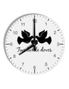 Two Turtle Doves Text 10 InchRound Wall Clock with Numbers-Wall Clock-TooLoud-White-Davson Sales