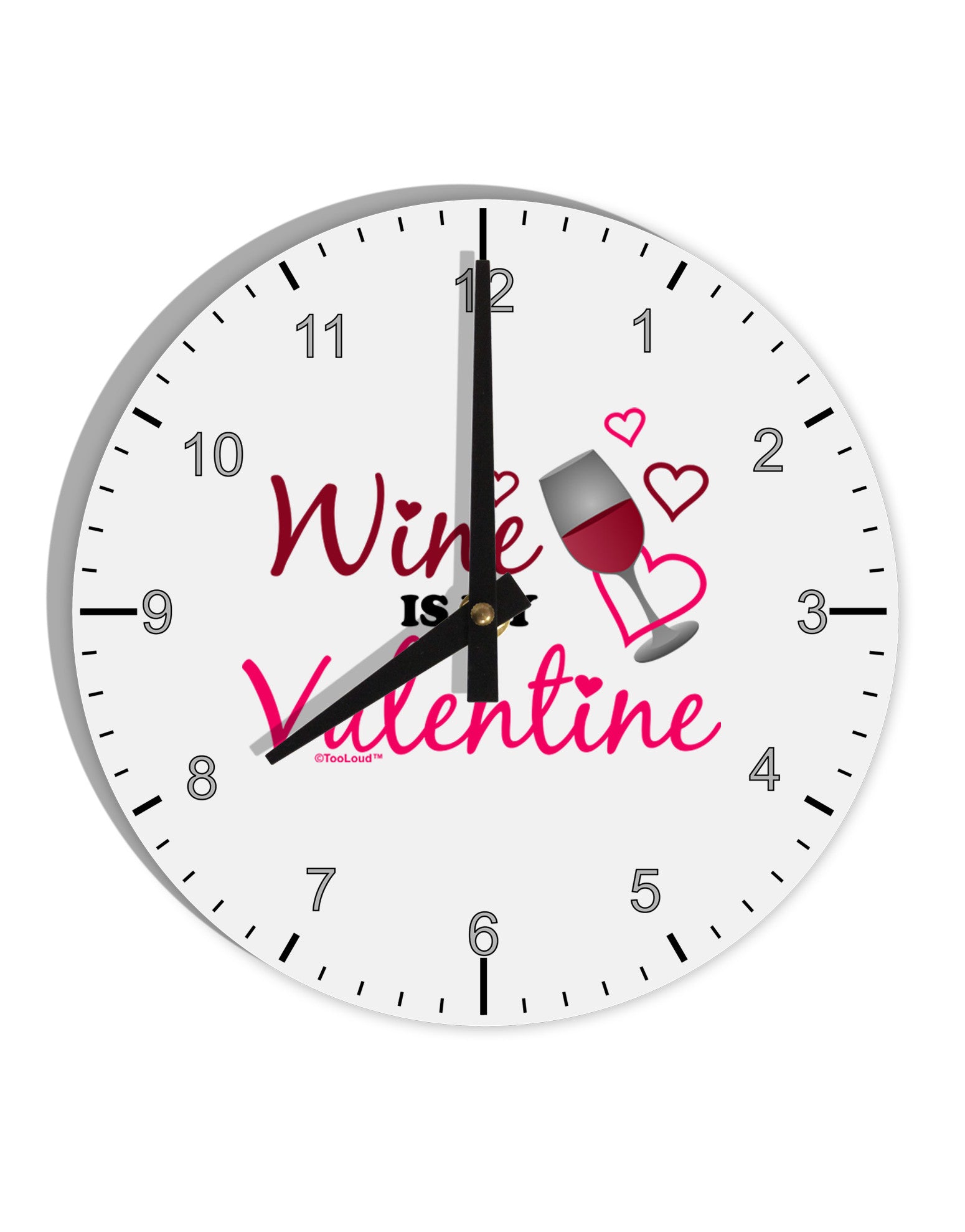 Wine Is My Valentine 10 InchRound Wall Clock with Numbers-Wall Clock-TooLoud-White-Davson Sales