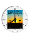 Three Crosses Sunrise - He Is Risen 10 InchRound Wall Clock with Numbers by TooLoud-Wall Clock-TooLoud-White-Davson Sales