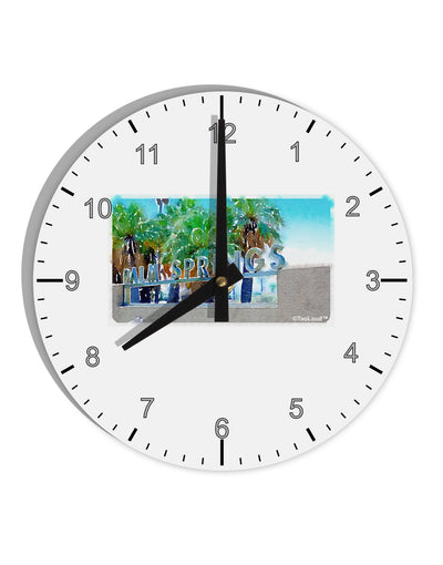 Palm Springs Watercolor 10 InchRound Wall Clock with Numbers-Wall Clock-TooLoud-White-Davson Sales