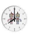 Cute Robot Love 10 InchRound Wall Clock with Numbers by TooLoud-Wall Clock-TooLoud-White-Davson Sales