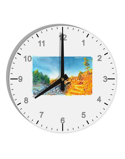 Castlewood Canyon Watercolor 10 InchRound Wall Clock with Numbers-Wall Clock-TooLoud-White-Davson Sales