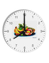 TooLoud Watercolor Fruit Bowl 3 10 InchRound Wall Clock with Numbers-Wall Clock-TooLoud-White-Davson Sales