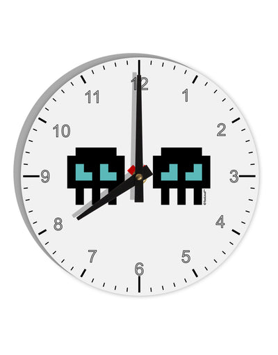 8-Bit Skull Love - Boy and Boy 10 InchRound Wall Clock with Numbers-Wall Clock-TooLoud-White-Davson Sales