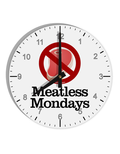 Meatless Mondays 10 InchRound Wall Clock with Numbers by TooLoud-Wall Clock-TooLoud-White-Davson Sales