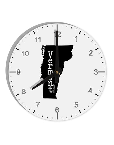 Vermont - United States Shape 10 InchRound Wall Clock with Numbers by TooLoud-Wall Clock-TooLoud-White-Davson Sales