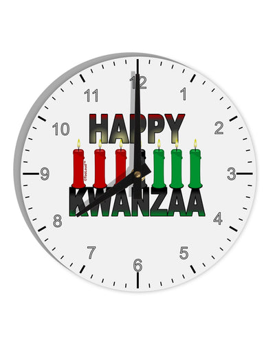 Happy Kwanzaa Candles 10 InchRound Wall Clock with Numbers-Wall Clock-TooLoud-White-Davson Sales