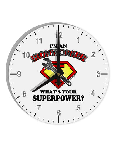 Ironworker - Superpower 10 InchRound Wall Clock with Numbers-Wall Clock-TooLoud-White-Davson Sales