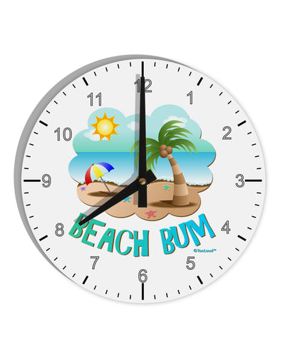 Fun Summer Beach Scene - Beach Bum 10 InchRound Wall Clock with Numbers by TooLoud-Wall Clock-TooLoud-White-Davson Sales