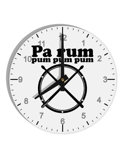 Pa Rum Pum Pum Pum BnW 10 InchRound Wall Clock with Numbers-Wall Clock-TooLoud-White-Davson Sales