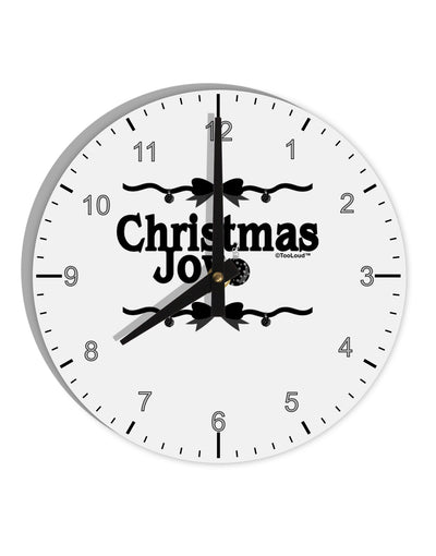 Christmas Joy BnW 10 InchRound Wall Clock with Numbers-Wall Clock-TooLoud-White-Davson Sales