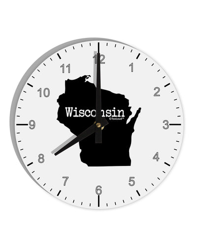 Wisconsin - United States Shape 10 InchRound Wall Clock with Numbers-Wall Clock-TooLoud-White-Davson Sales