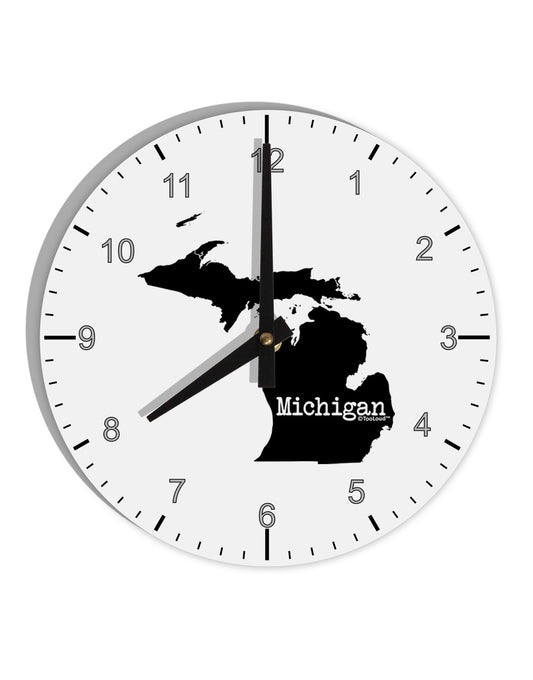 Michigan - United States Shape 10 InchRound Wall Clock with Numbers-Wall Clock-TooLoud-White-Davson Sales