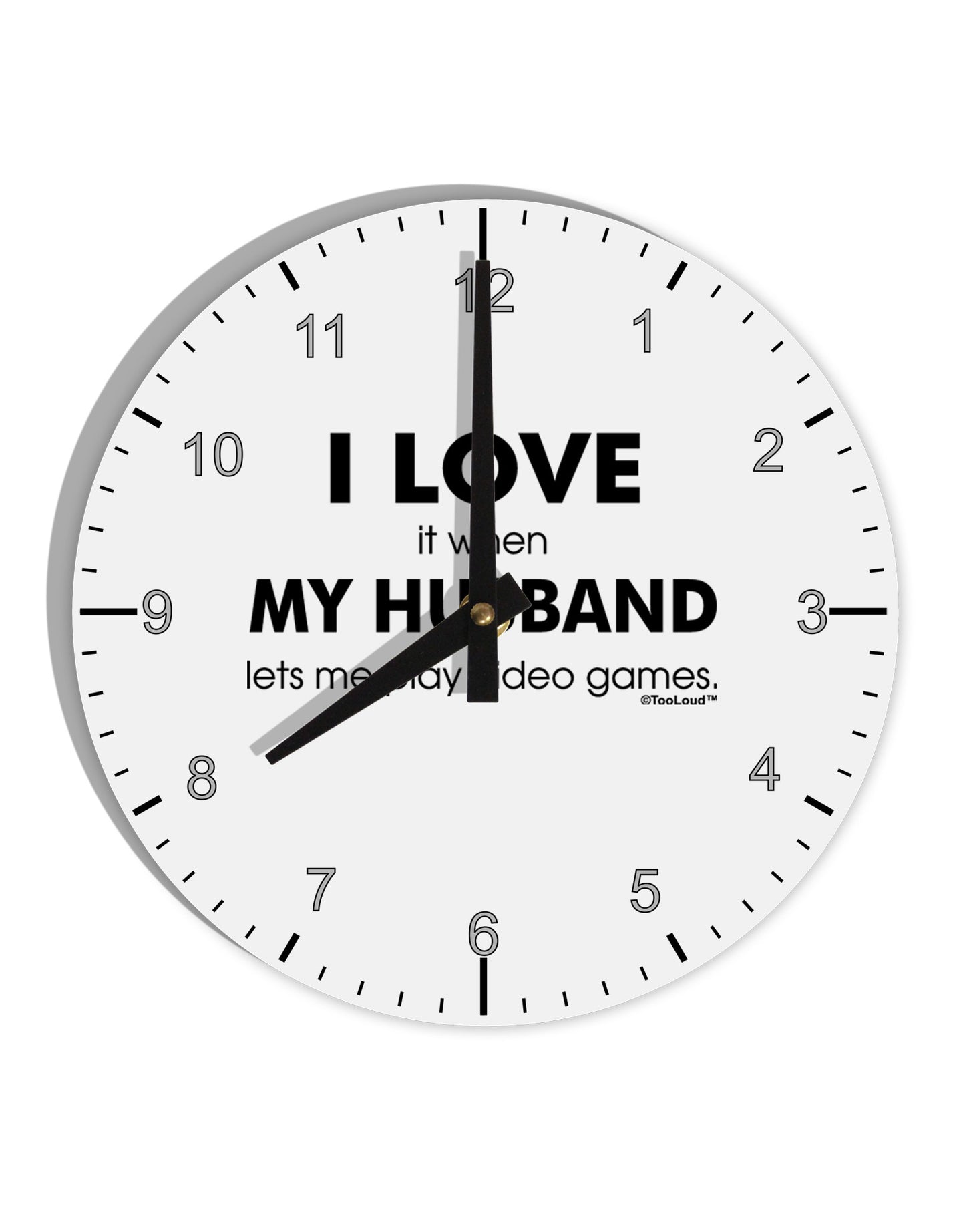 I Love My Husband Videogames 10 InchRound Wall Clock with Numbers-Wall Clock-TooLoud-White-Davson Sales