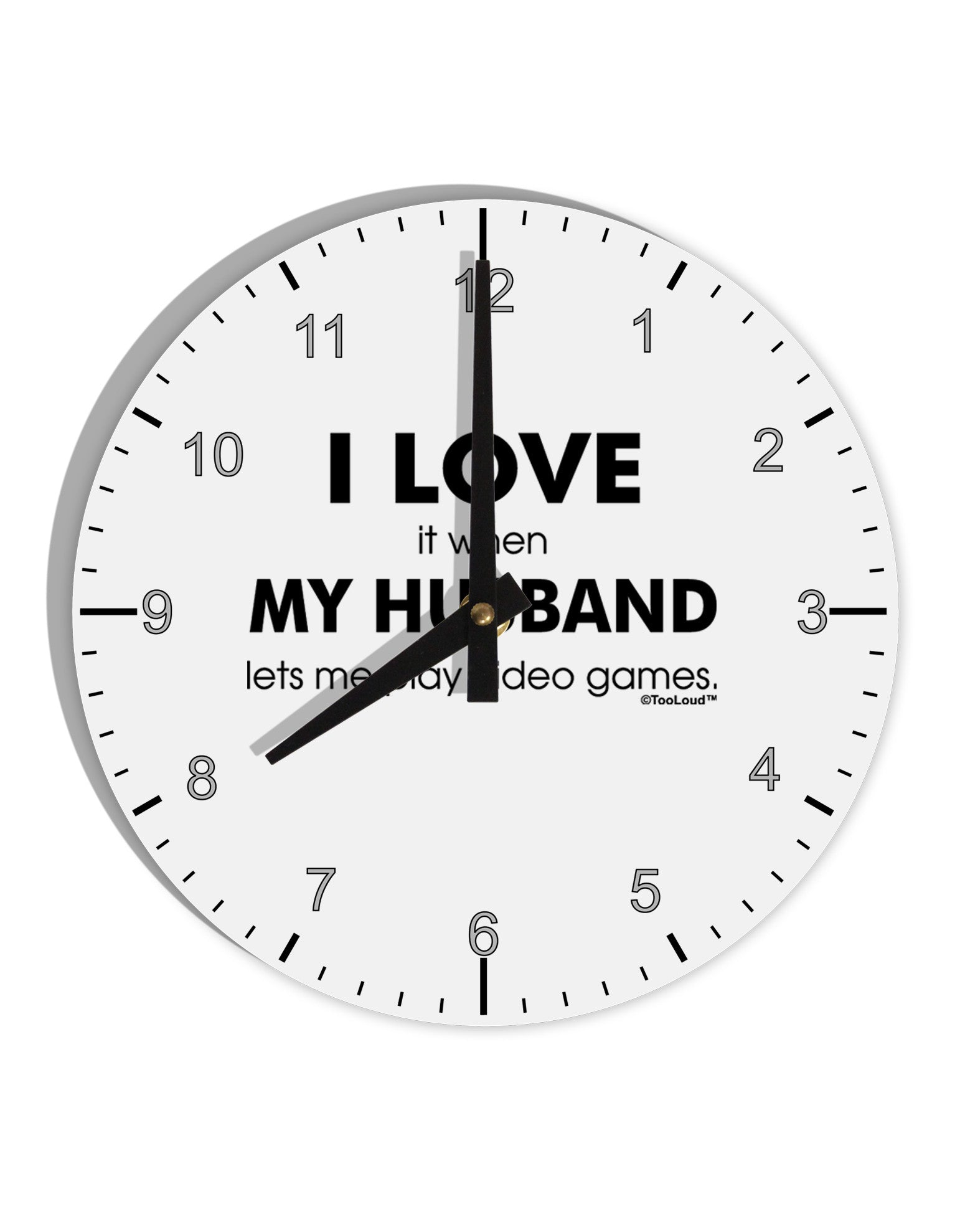 I Love My Husband Videogames 10 InchRound Wall Clock with Numbers-Wall Clock-TooLoud-White-Davson Sales