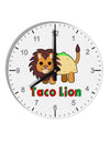 Cute Taco Lion Text 10 InchRound Wall Clock with Numbers-Wall Clock-TooLoud-White-Davson Sales