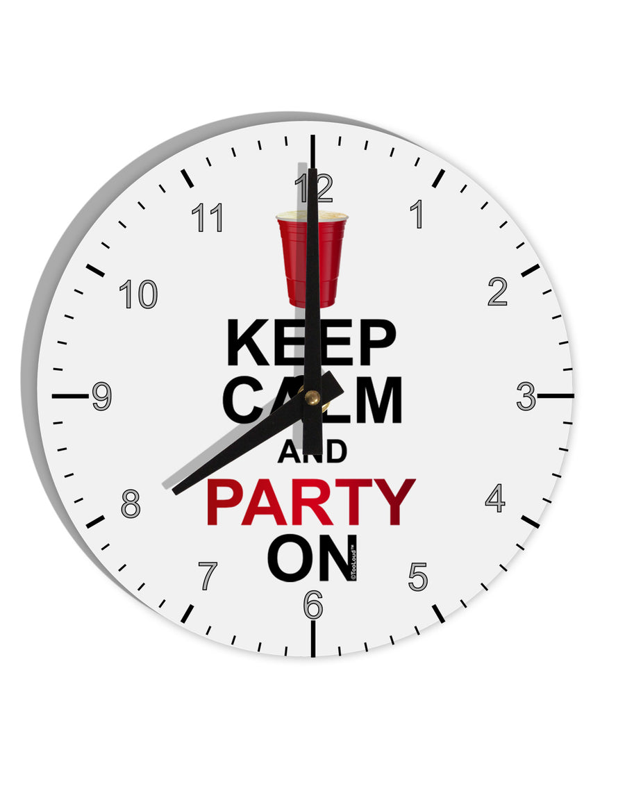 Keep Calm - Party Beer 10 InchRound Wall Clock with Numbers-Wall Clock-TooLoud-White-Davson Sales