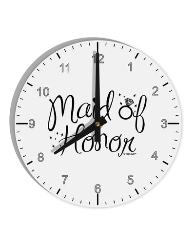 Maid of Honor - Diamond Ring Design 10 InchRound Wall Clock with Numbers-Wall Clock-TooLoud-White-Davson Sales