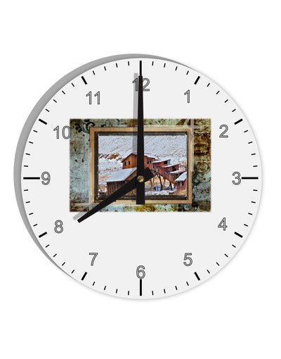 Mine Scene Colorado 10 InchRound Wall Clock with Numbers by TooLoud-Wall Clock-TooLoud-White-Davson Sales