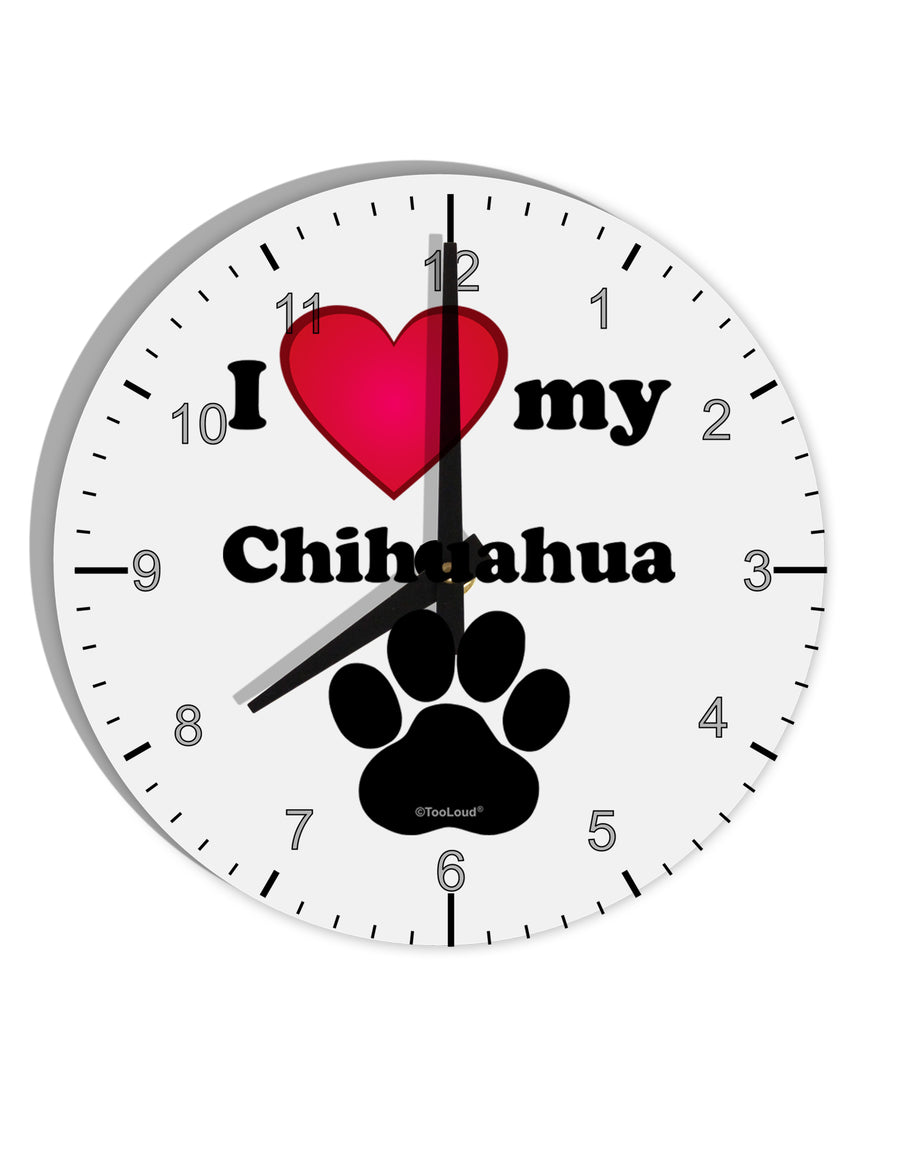 I Heart My Chihuahua 10 InchRound Wall Clock with Numbers by TooLoud-Wall Clock-TooLoud-White-Davson Sales