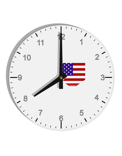 American Flag Faux Pocket Design 10 InchRound Wall Clock with Numbers by TooLoud-Wall Clock-TooLoud-White-Davson Sales